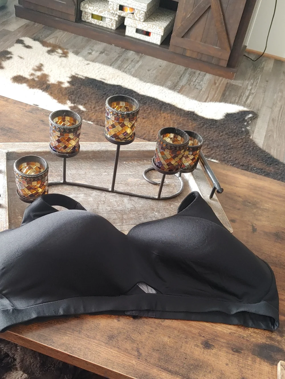 Gorgeous Cacique 48DDD Black Vented Padded Wirefree Sexy Bra